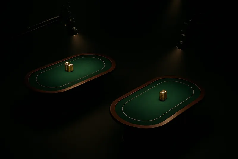 Overhead view of live casino studio with dealer tables and cameras